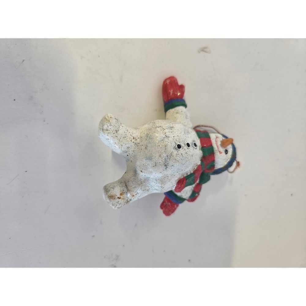 Snowman Handstand Christmas Ornament Resin Red Green Scarf Mittens Beanie
